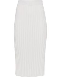 JOSEPH - Satiny Ribgebreide Midi-Rok - Lyst