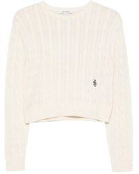 Sporty & Rich - Isao Cable-Knit Embroidered-Logo Sweater - Lyst