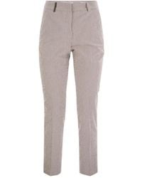 Peserico - Stitching Seersucker Cigarette Trousers - Lyst