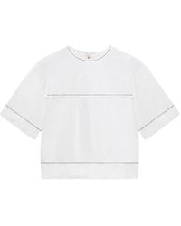 Marni - T-Shirt En Popeline Blanche À Coutures Apparentes - Lyst
