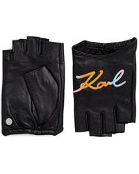 Karl Lagerfeld - K/Swing Leren Handschoenen Met Palmboomprint - Lyst