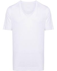 120% Lino - Linnen T-shirt Met V-hals - Lyst