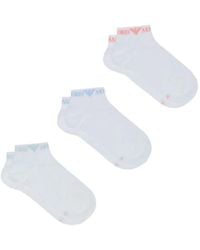 Emporio Armani - Three-Pack Of Extended Logo Ankle Socks - Lyst