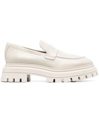 Stuart Weitzman - Almond-Toe Leather Loafers - Lyst