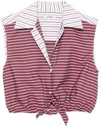 Sandro - Cropped Striped Cotton Shirt - Lyst