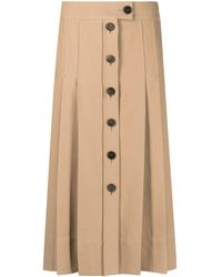 Ferragamo - Buttoned-up Pleated Skirt - Lyst