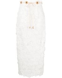 Zimmermann - Raie Lace Flower Skirt In Ivory - Lyst