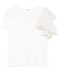 Parlor - Ruffled-Sleeve T-Shirt - Lyst
