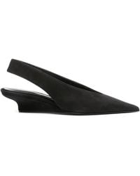 TOTEME - 40Mm The Suede Wedge-Heel Slingback Pumps - Lyst