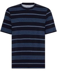 Brunello Cucinelli - Gestreept Katoenen T-shirt - Lyst