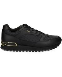 BOSS - Logo-Print Panelled Sneakers - Lyst