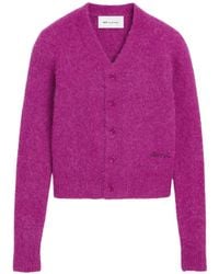 Ami Paris - Cardigan En Laine Et Alpaga Avec Broderie Ami - Lyst
