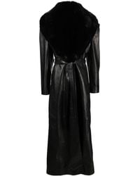 Magda Butrym - Faux-Fur Collar Leather Belted Coat - Lyst