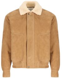 Saint Laurent - Shearling-Collar Suede Jacket - Lyst