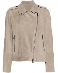 Brunello Cucinelli - Suede Biker Jacket - Lyst