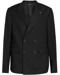KARL LAGERFELD - Checked Double-Breasted Blazer - Lyst