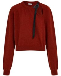 Ferragamo - Leather-Detailed Wool-Cashmere Sweater - Lyst