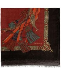 Etro - Graphic-Print Frayed Scarf - Lyst