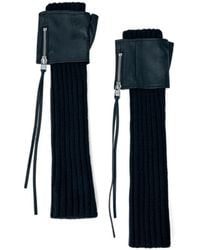 Yohji Yamamoto - Ribbed-Knit Leather-Cuff Arm Warmers - Lyst