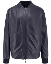 Corneliani - Ribbed Leather Jacket - Lyst