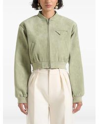 Manière De Voir - Monique Wildleder-Bomberjacke mit breiten Schultern - Lyst