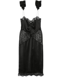The Attico - Lace-Trim Ruffled Midi Dress - Lyst