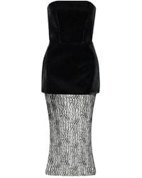 Vestiaire d'un Oiseau Libre - Velvet Lace Midi Dress - Lyst
