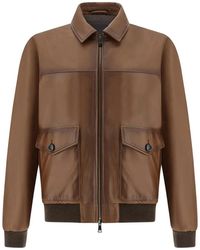 Paul & Shark - Aqualeather Leather Bomber Jacket - Lyst