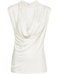 Helmut Lang - Top Mit Drapiertem Kragen - Lyst