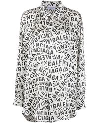 Balenciaga - Camisa con logo estampado y manga larga - Lyst