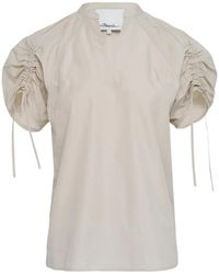 3.1 Phillip Lim - Ruched Sleeve V-Neck Top - Lyst