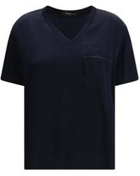 Fabiana Filippi - V-Neck Chest-Pocket T-Shirt - Lyst
