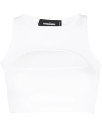 DSquared² - Cutout Detail Ribbed Sleeveless Top - Lyst