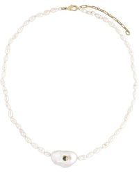 FENOMENA - Emerald-Embellished Pearl Necklace - Lyst