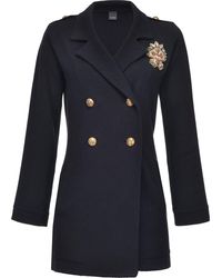 Pinko Double-breasted Military Coat - Black