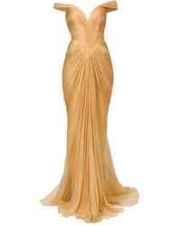 IRIS SERBAN - Off-Shoulder Pleated Dress - Lyst