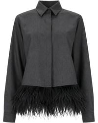 Fabiana Filippi - Feather-Trim Long-Sleeve Shirt - Lyst
