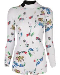 Cynthia Rowley Neoprenanzug mit Blumen-Print - Weiß