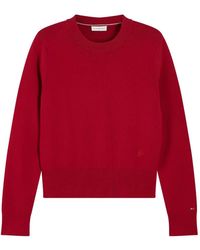 Tommy Hilfiger - Logo-Embroidered Ribbed-Trim Sweater - Lyst