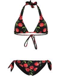 Dolce & Gabbana - Cherry-print Triangle Bikini - Lyst