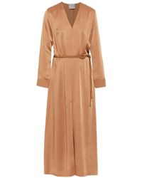 forte_forte - Belted Satin-Finish Maxi Dress - Lyst