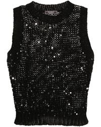 Peserico - Sequined Cropped Knitted Top - Lyst