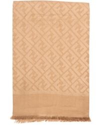 Fendi - Ff Logo-Pattern Fringed Scarf - Lyst