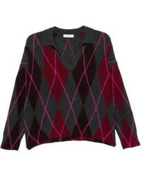Majestic Filatures - Argyle-Patterned Polo-Collar Sweater - Lyst