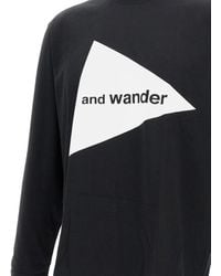 and wander - Logo-Print Long-Sleeve T-Shirt - Lyst