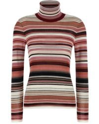 Missoni - Striped Turtleneck Sweater Maglioni Rosa-Donna - Lyst
