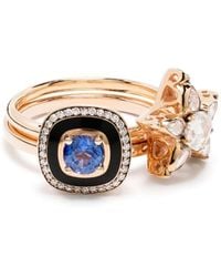Selim Mouzannar - 18kt Rose Gold Mina Diamond And Sapphire Ring Set - Lyst