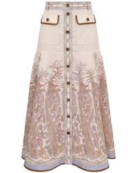 Zimmermann - Alchemy Paisley-Print Button-Front Skirt - Lyst