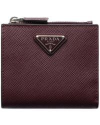 Prada - Small Triangle Logo Saffiano Leather Wallet - Lyst