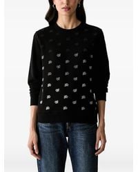 KARL LAGERFELD - Crystal-Embellished Logo-Pattern Sweater - Lyst